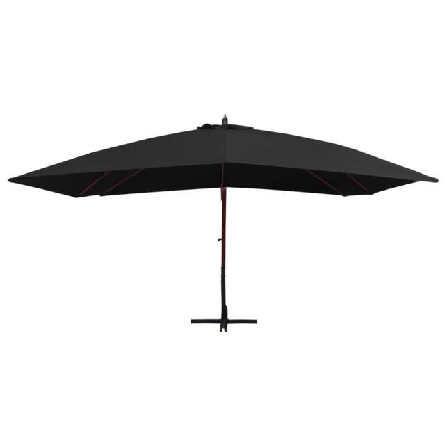 Berkfield Home Hanging Parasol with Wooden Pole 400x300 cm Black - image 1
