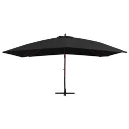 Berkfield Home Hanging Parasol with Wooden Pole 400x300 cm Black - thumbnail 1