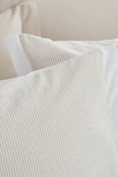 Bianca 'Seersucker Woven Stripe' 180 Thread Count Cotton Duvet Cover Set in Natural - Size: Single - thumbnail 3