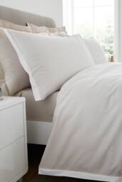 Bianca 'Seersucker Woven Stripe' 180 Thread Count Cotton Duvet Cover Set in Natural - Size: Single - thumbnail 4