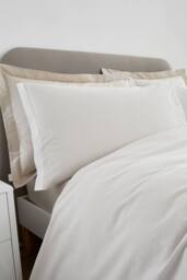 Bianca 'Seersucker Woven Stripe' 180 Thread Count Cotton Duvet Cover Set in Natural - Size: Single - thumbnail 2
