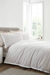 Bianca 'Seersucker Woven Stripe' 180 Thread Count Cotton Duvet Cover Set in Natural - Size: Single
