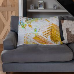 Benjamin Tate Design London Roof Tops Orange Blanket in Natural - Size: 120 cm x 150 cm - thumbnail 2
