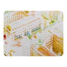 Benjamin Tate Design London Roof Tops Orange Blanket in Natural - Size: 120 cm x 150 cm - thumbnail 1