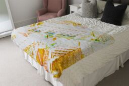 Benjamin Tate Design London Roof Tops Orange Blanket in Natural - Size: 120 cm x 150 cm - thumbnail 3