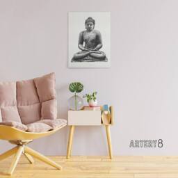 "Artery8 Buddha On The Borobudur Drawing Leo Gestel Canvas Wall Art in White - Size: W18"" x H24""" - thumbnail 3