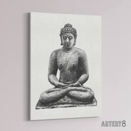 "Artery8 Buddha On The Borobudur Drawing Leo Gestel Canvas Wall Art in White - Size: W18"" x H24""" - thumbnail 2