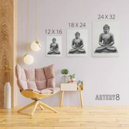 "Artery8 Buddha On The Borobudur Drawing Leo Gestel Canvas Wall Art in White - Size: W18"" x H24""" - thumbnail 4