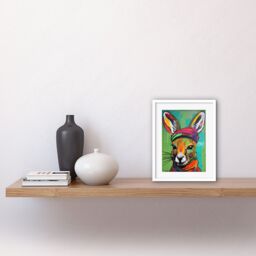 "Artery8 Wall Art Print Rabbit in Winter Clothes Colourful Graffiti Style Artwork Framed 9X7 Inch in White - Size: W7"" x H9""" - thumbnail 2