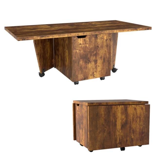 Costway 120cm Extendable Center Table Foldable Coffee Table w/Storage in Walnut - image 1