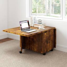 Costway 120cm Extendable Center Table Foldable Coffee Table w/Storage in Walnut - thumbnail 4
