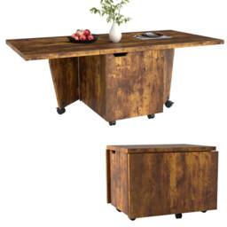 Costway 120cm Extendable Center Table Foldable Coffee Table w/Storage in Walnut - thumbnail 3