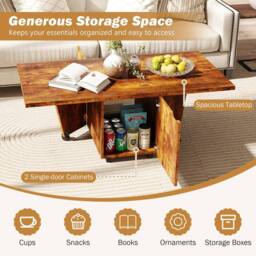 Costway 120cm Extendable Center Table Foldable Coffee Table w/Storage in Walnut - thumbnail 9