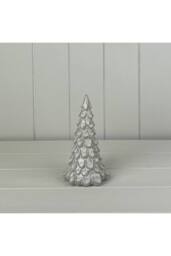 KDMD White Subtle Glazed Ceramic Tree Ornament with Textured Detail - 16mm in Light Grey - thumbnail 2