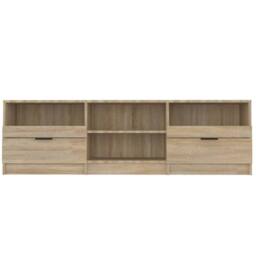 Berkfield Home TV Cabinet Sonoma Oak 150x33.5x45 cm Engineered Wood in Brown - thumbnail 4