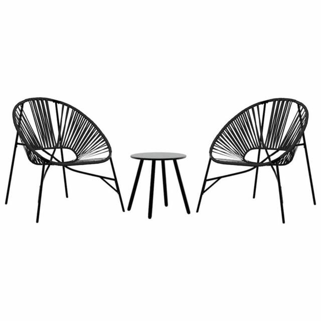 Berkfield Home Garden Chair Set 3 pcs Black Poly Rattan - image 1