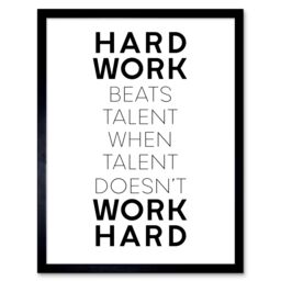 "Artery8 Wall Art Print Gym Motivation Hard Work Beats Talent Inspirational Exercise Art Framed in Black - Size: W12"" x H16""" - thumbnail 1