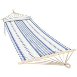 OUTSUNNY Cotton Hammock, Soft Portable Swing Chair w/ Headrest in Blue - Size: 280 cm x 80 cm - thumbnail 2