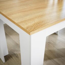 Home Source Dining Set Table Benches Wooden Unit Home Kitchen Seats 4 Two Tone in White - thumbnail 5