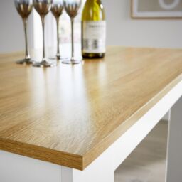 Home Source Dining Set Table Benches Wooden Unit Home Kitchen Seats 4 Two Tone in White - thumbnail 6