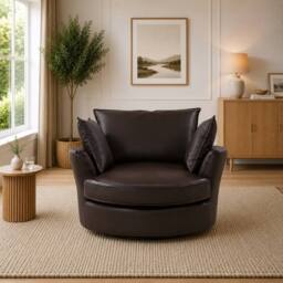 Artemis Home Fairburn Swivel Based Cuddle Chair in Brown - thumbnail 3