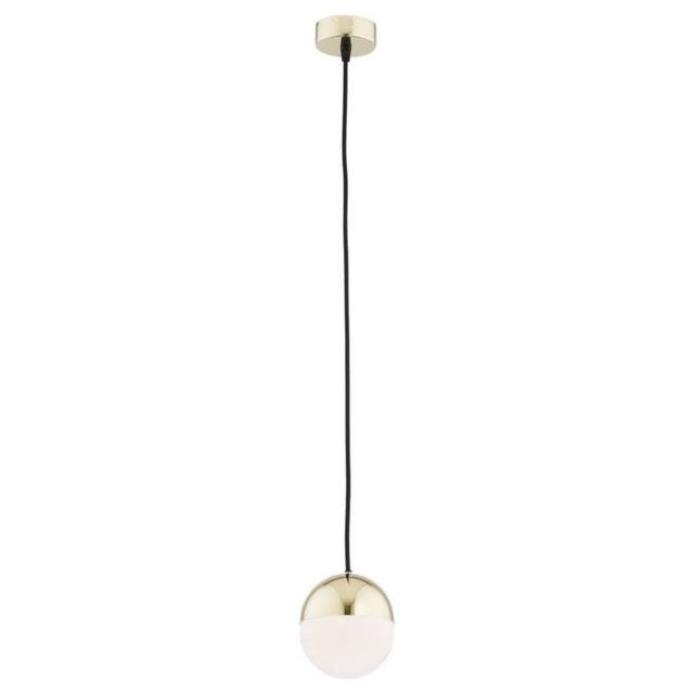 Netlighting Livia 12cm Globe Pendant Ceiling Light Opal Matt Brass Steel IP44 in Gold - image 1