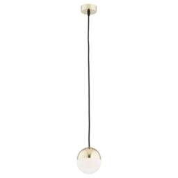 Netlighting Livia 12cm Globe Pendant Ceiling Light Opal Matt Brass Steel IP44 in Gold - thumbnail 1