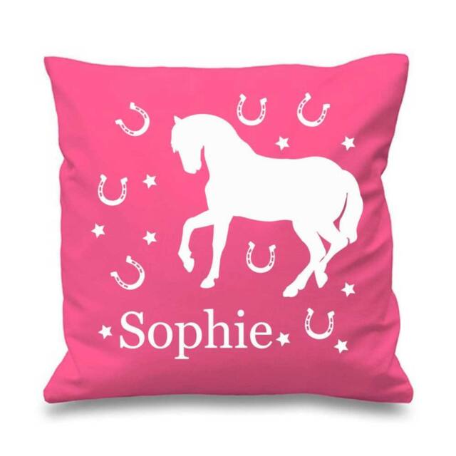 60 SECOND MAKEOVER Personalised Horse Cushion Cover in Pink - image 1