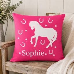 60 SECOND MAKEOVER Personalised Horse Cushion Cover in Pink - thumbnail 2