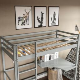 Home Discount Vida Designs Sydney Bunk Bed Frame With Desk Kids Bedroom Furniture in Grey - Size: Single - thumbnail 4