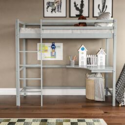 Home Discount Vida Designs Sydney Bunk Bed Frame With Desk Kids Bedroom Furniture in Grey - Size: Single - thumbnail 3