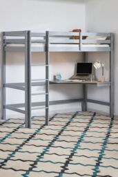 Home Discount Vida Designs Sydney Bunk Bed Frame With Desk Kids Bedroom Furniture in Grey - Size: Single - thumbnail 1