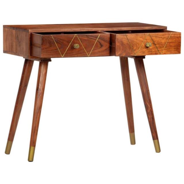 Berkfield Home Console Table 90x35x76 cm Solid Acacia Wood in Brown - Size: 90 x 35 x 76 cm - image 1