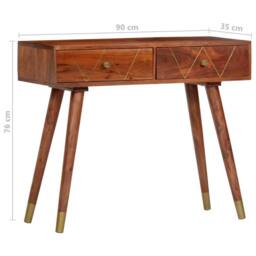 Berkfield Home Console Table 90x35x76 cm Solid Acacia Wood in Brown - Size: 90 x 35 x 76 cm - thumbnail 8