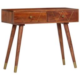 Berkfield Home Console Table 90x35x76 cm Solid Acacia Wood in Brown - Size: 90 x 35 x 76 cm - thumbnail 2