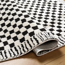 Livabliss Freud-Modern Ivory Black Brown High Pile Checkered Living Dining Rug - Size: 160 cm x 215 cm - thumbnail 4
