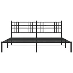 Berkfield Home Metal Bed Frame without Mattress with Headboard Black 193x203cm - Size: 193x203 cm - thumbnail 4