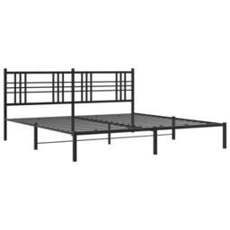 Berkfield Home Metal Bed Frame without Mattress with Headboard Black 193x203cm - Size: 193x203 cm - thumbnail 3