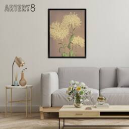 "Artery8 Three Yellow Chrysanthemums Framed Canvas Wall Art Print Ogawa Kazumasa - Size: W12"" x H16""" - thumbnail 3