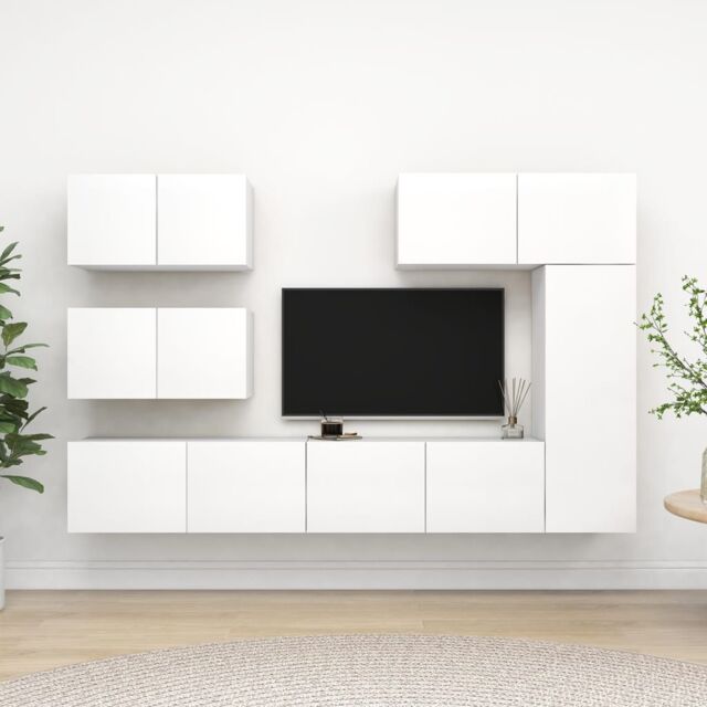 Berkfield Home 6 Piece TV Cabinet Set White Engineered Wood - image 1