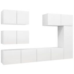Berkfield Home 6 Piece TV Cabinet Set White Engineered Wood - thumbnail 2