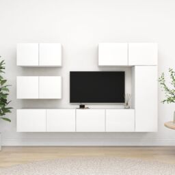 Berkfield Home 6 Piece TV Cabinet Set White Engineered Wood - thumbnail 1