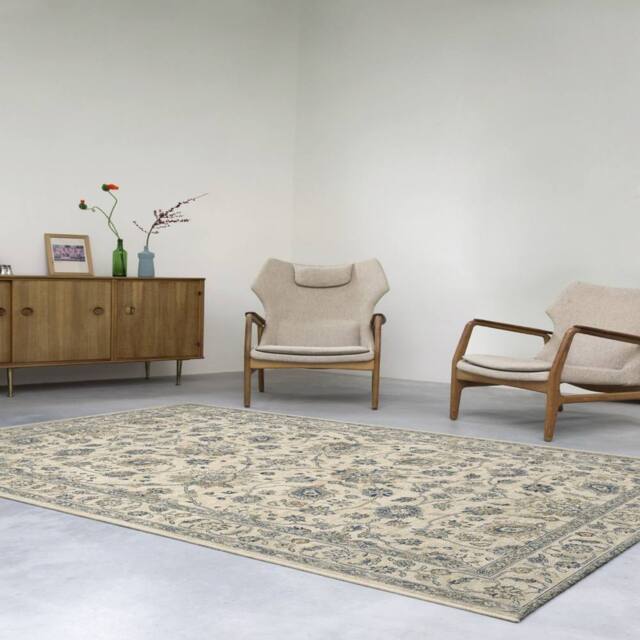 The Rug Shop UK Cream Traditional Easy to clean Machine Made Border Floral Area Rug - Size: 160 cm x 230 cm - image 1