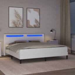 Berkfield Home Bed Frame with LED Strip Lights White 180 x 200 cm Faux Leather - thumbnail 4