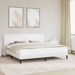 Berkfield Home Bed Frame with LED Strip Lights White 180 x 200 cm Faux Leather - thumbnail 1