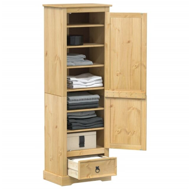Berkfield Home Wardrobe Corona 55x38x170 cm Solid Wood Pine in Brown - Size: 55 x 38 x 170 cm - image 1
