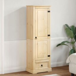 Berkfield Home Wardrobe Corona 55x38x170 cm Solid Wood Pine in Brown - Size: 55 x 38 x 170 cm - thumbnail 3