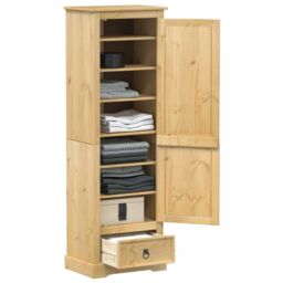 Berkfield Home Wardrobe Corona 55x38x170 cm Solid Wood Pine in Brown - Size: 55 x 38 x 170 cm - thumbnail 1