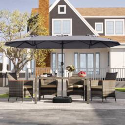 Costway Extra-Large Double-sided Patio Umbrella Outdoor Twin Umbrella in Grey - thumbnail 7