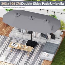 Costway Extra-Large Double-sided Patio Umbrella Outdoor Twin Umbrella in Grey - thumbnail 9